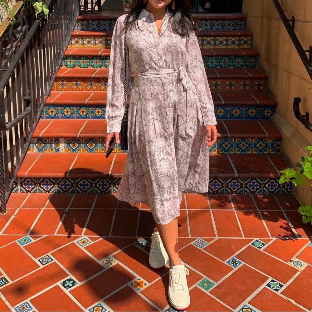 Loft Light Pink Snake Pattern Dress